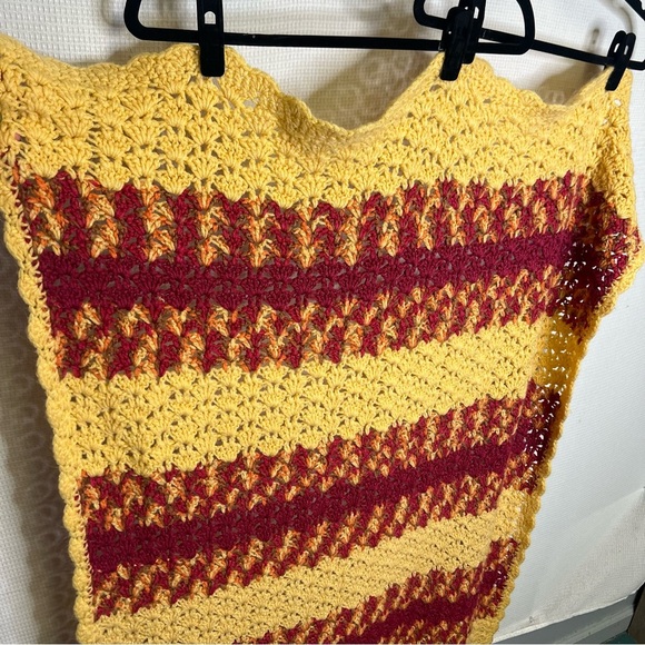 Vintage Homemade Knit Crochet Stitch Blanket - Picture 4 of 9
